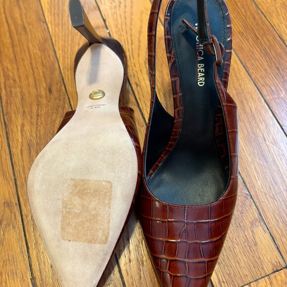 NWOT Veronica Beard Croc-Embossed Slingback Heels | Size 36.5 Luxury Designer - Picture 7 of 7